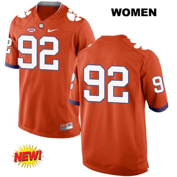 Women's Clemson Tigers #92 Nyles Pinckney Stitched Orange New Style Authentic Nike No Name NCAA College Football Jersey PFP5446DY